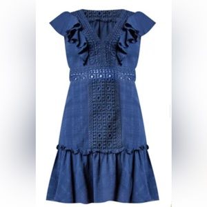 NAVY Crochet Flutter Sleeve mini dress